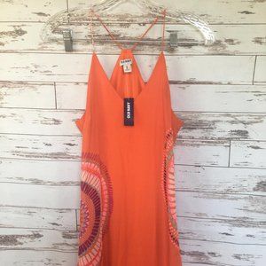 Old Navy Long Maxi Batik Print Orange Dress